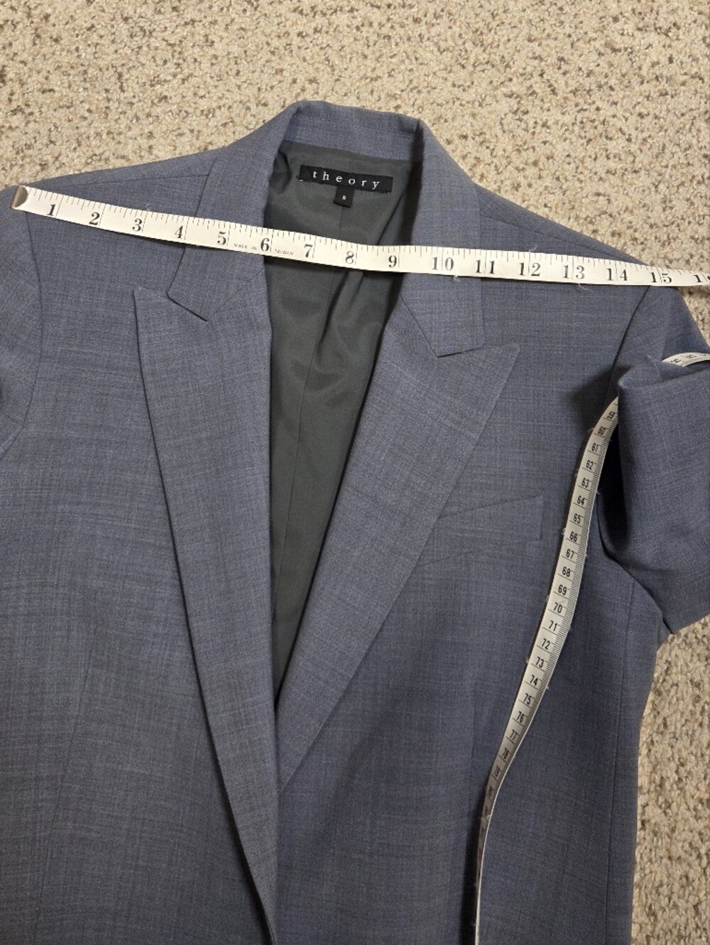 Theory Gabe B 2 Urban Blazer Jacket Women's 8 Blue Wool Notched Lapel 1 Button - Picture 11 of 12